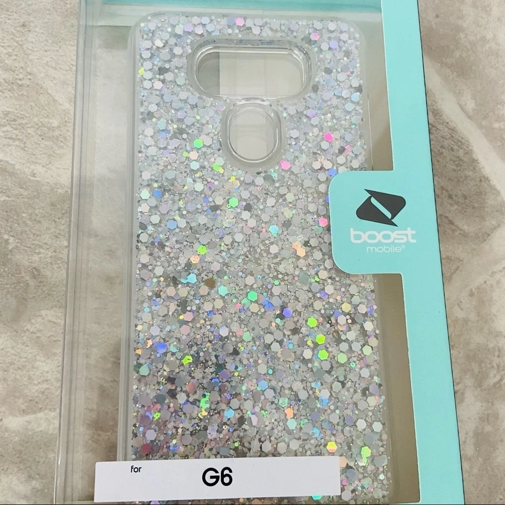 NWT G6 silver sparkly sparkle series protective phone case